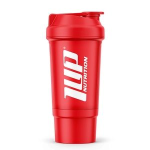 Red shaker cup with powder storage